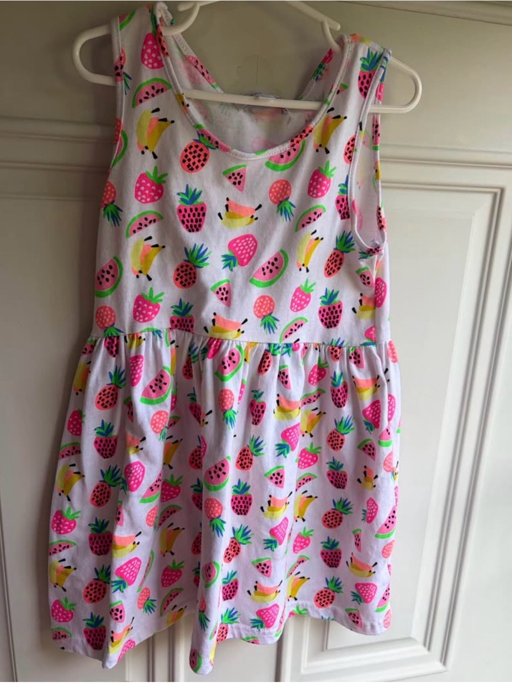 Freestyle White Dress with Multicolor Fruit Motif